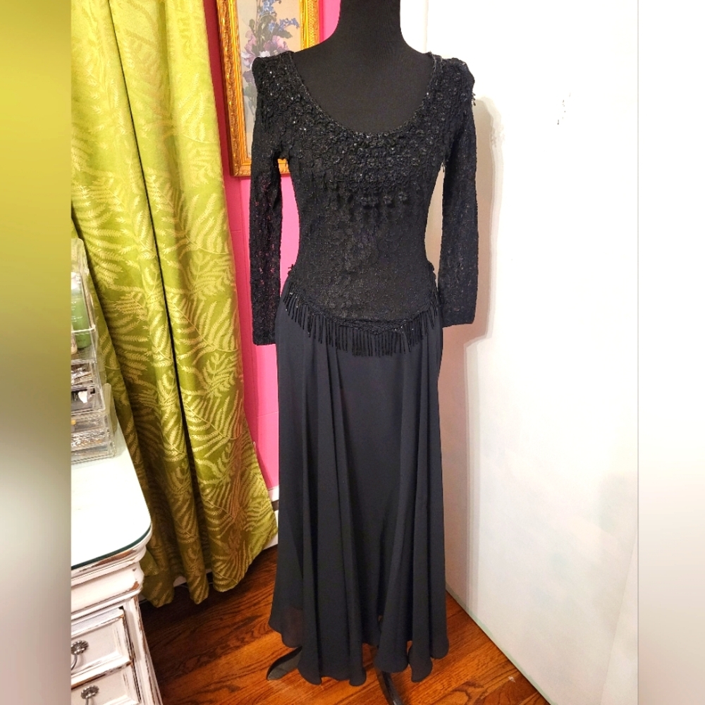 Vintage beaded black dress